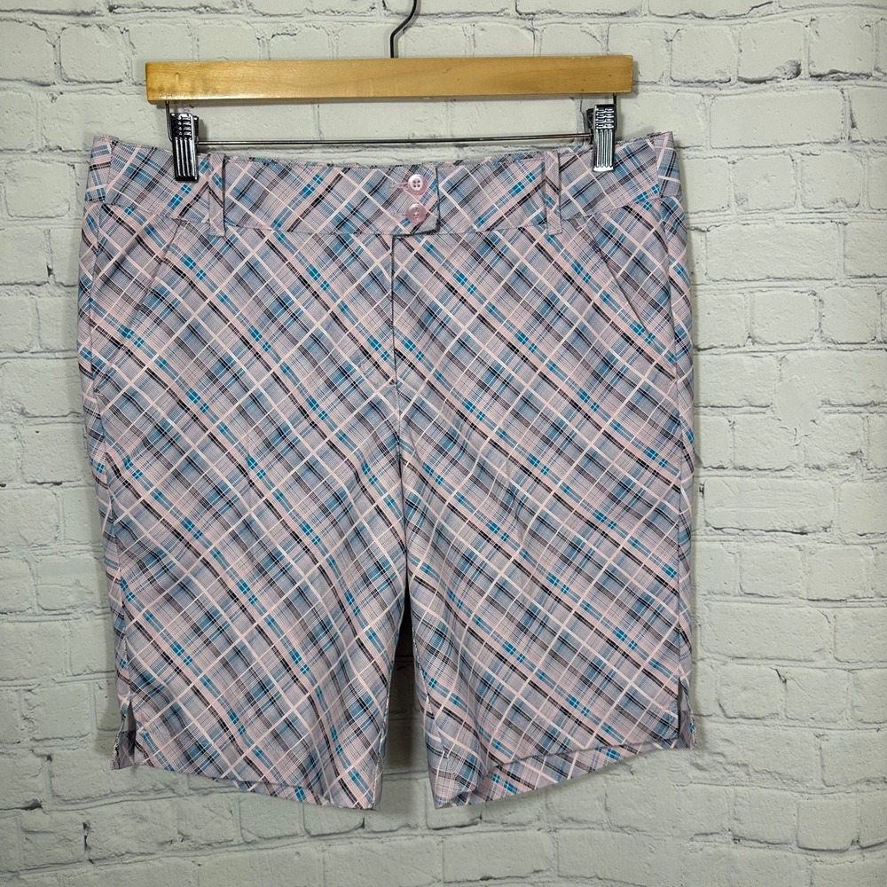 Callaway Opti-Dri Womens Pink‎ Blue Plaid Golf Shorts Performance